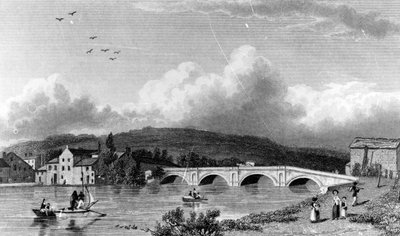 Ponte di Strammongate, Kendal, inciso da E. Finden da William Westall